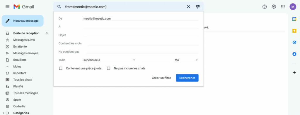 boite mail filtre les messages spam de meetic 1