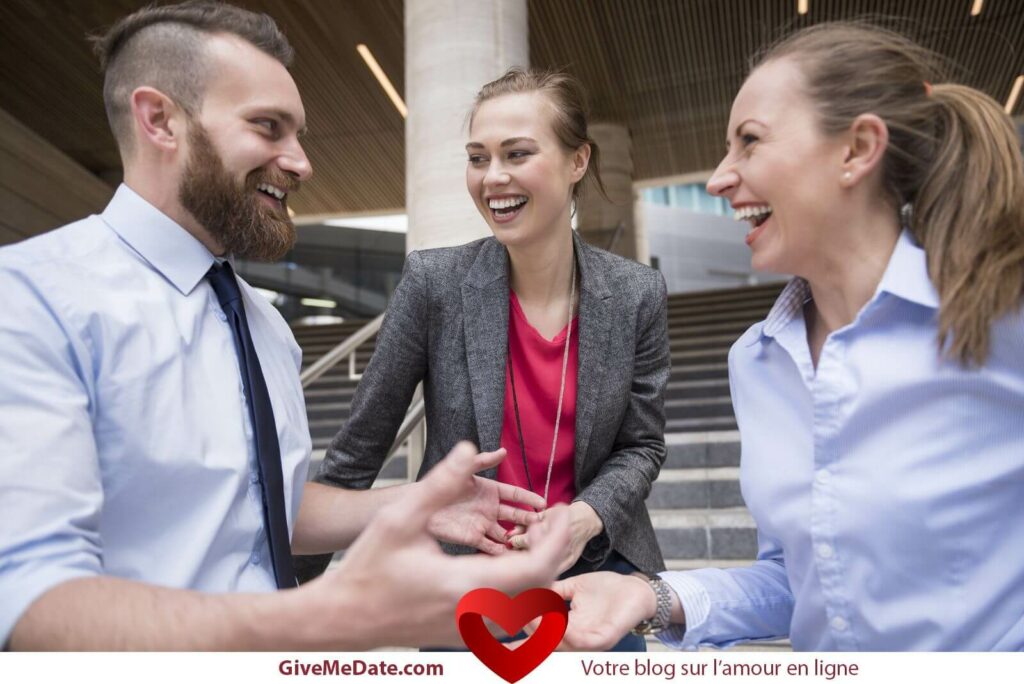 man talks with other women